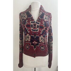Ralph Lauren LRL Jeans Co. Aztec Tribal Cardigan Sweater Button Front Top